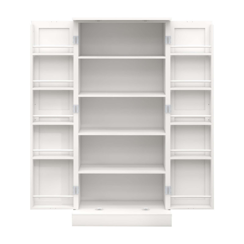 Freestanding LED Kitchen Pantry Cabinet With 2 Doors, Racks, And Adjustable Shelves For Ample Storage And Elegant Design