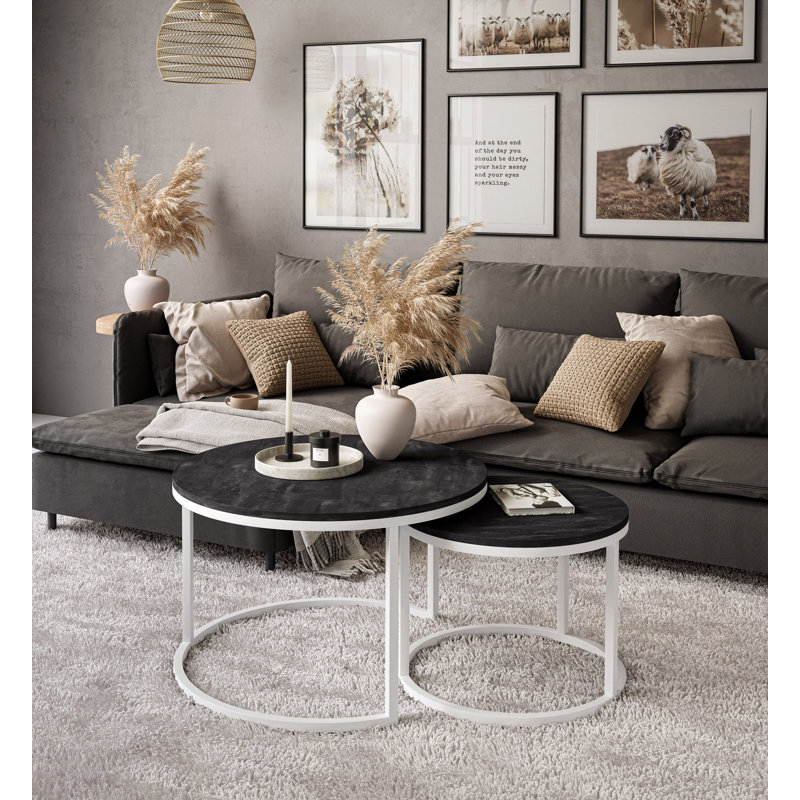 Harsho Frame Coffee Table, White, 49cm H x 70cm L x 70cm W
