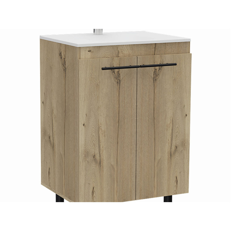 18.10'' Single Bathroom Vanity with Ceramic Top, Light Oak