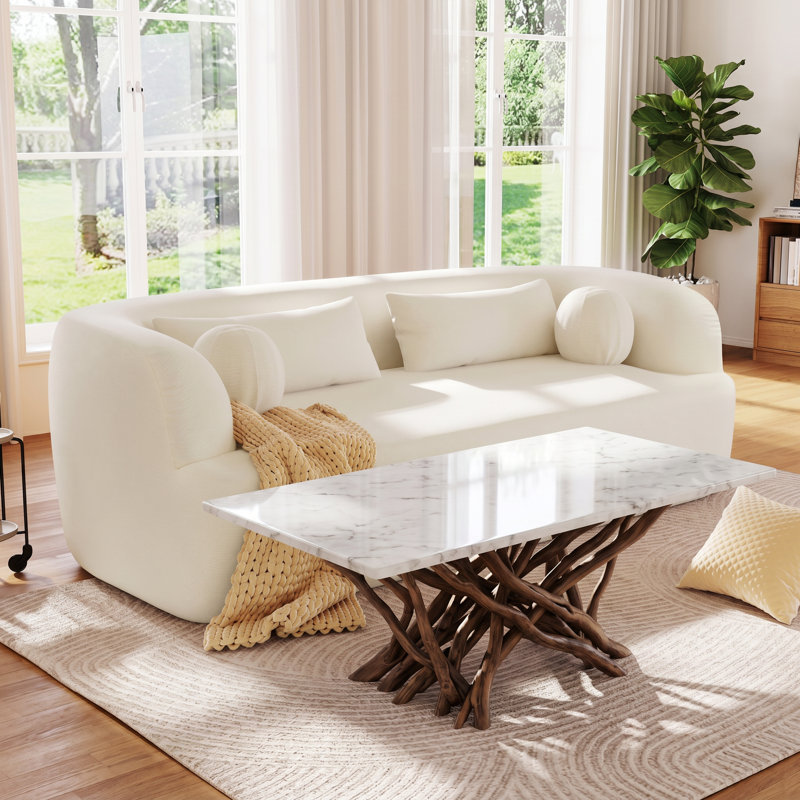 Canapé 3 places en chenille l 86 po x P 38 po x H 27,5 po Cloud Collection, Beige
