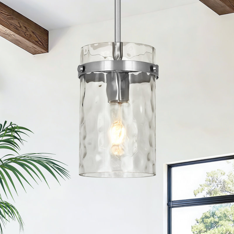 Luminaire suspendu moyen en verre 1 lumière 5,1 "pour évier, Clear, Chrome chrome