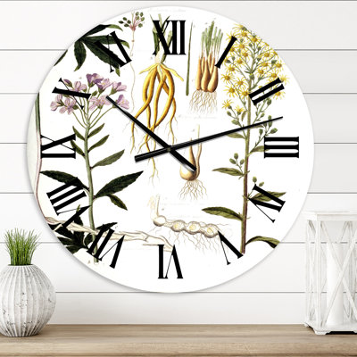 Vintage Plant Life VIII - Farmhouse Wall Clock