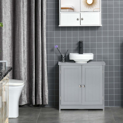 Armoire de salle de bain sous évier Kleankin avec découpe en U et tablette réglable pour un rangement efficace