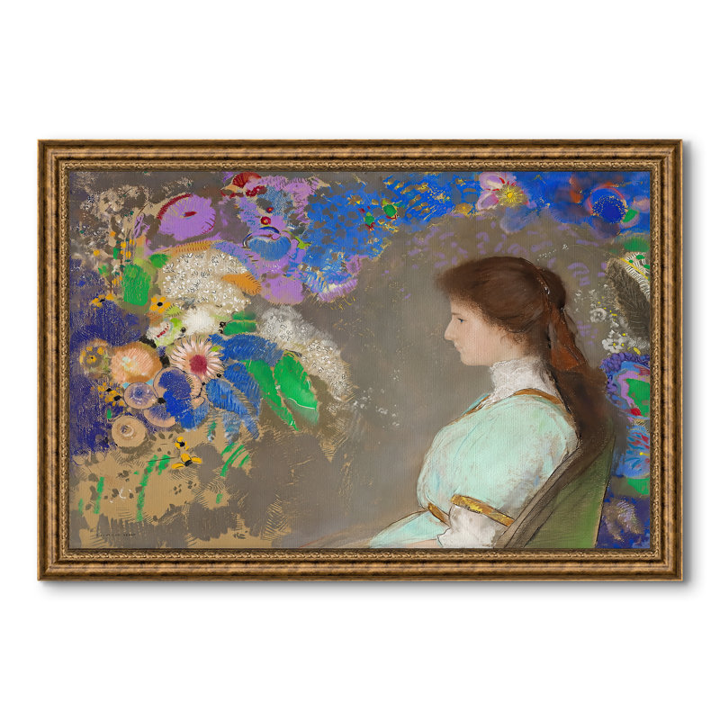Bernadette " Portrait of Violette Heymann " by Odilon Redon Oil Print, 28x40 INNER SIZE, Framed Canvas