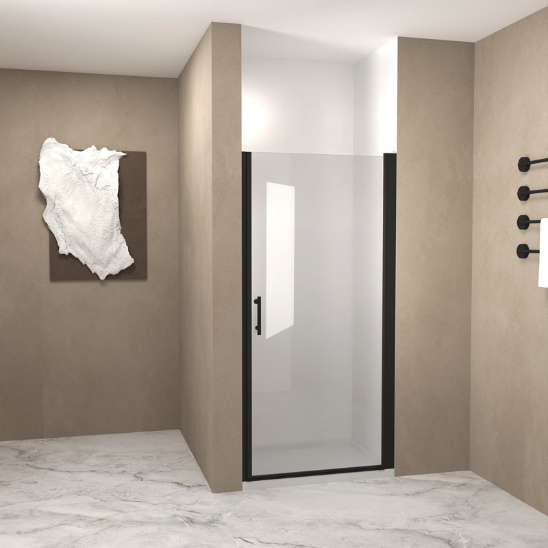 Portes de baignoire et de douche modernes noires mattes, verre trempé, conception peu encombrante
