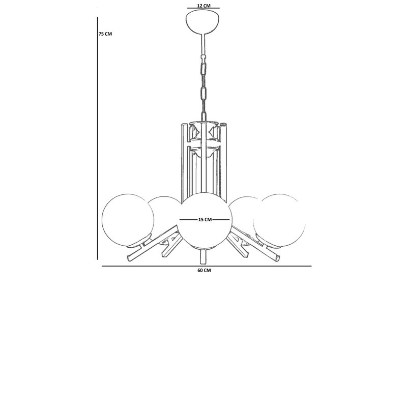 Lustre moderne élégant, hauteur réglable, structure en métal avec capuchon en verre, 11,8 po x 5,9 po | 5 x douilles E27 (40 W maximum) | Design élégant blanc et noir, parfait pour la salle à manger et les espaces de vie, classé IP20