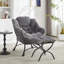 Chaise compacte rembourrée avec repose-pieds avec repose-pieds, fauteuil de lecture pour petits espaces, couleur grise-235369115