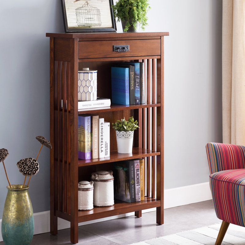 Beachley Solid Wood Slatted Bookcase in Mission Oak