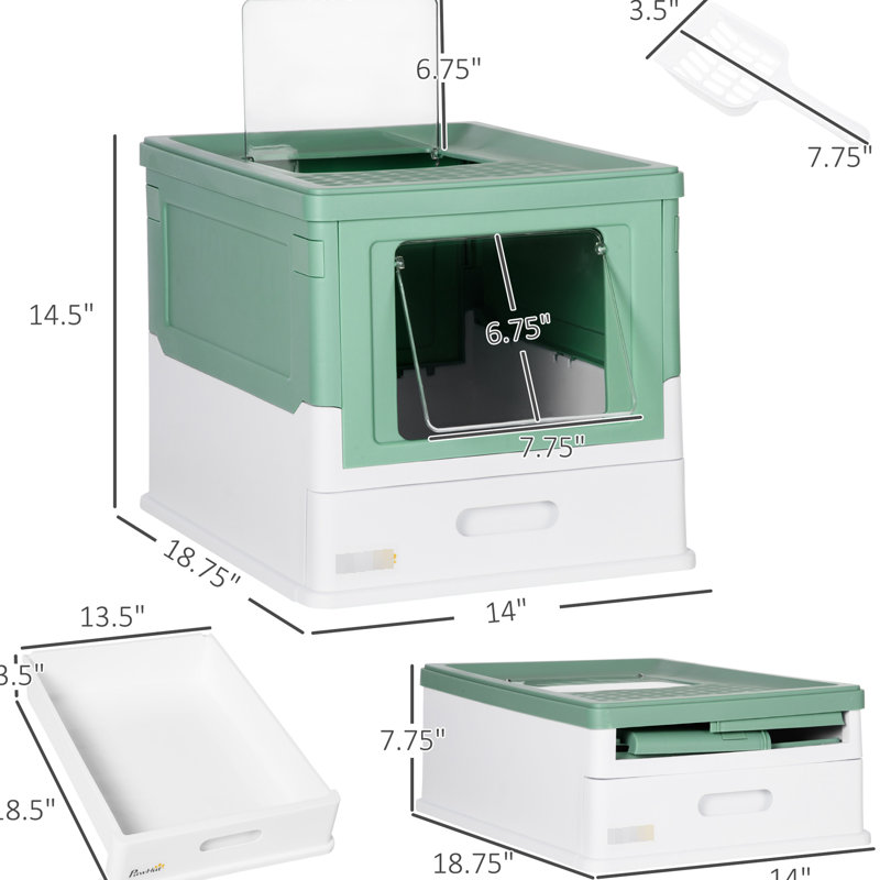 Litière pliable pour chat, grand espace, maison à capuchon pliable, intérieur contenant des odeurs