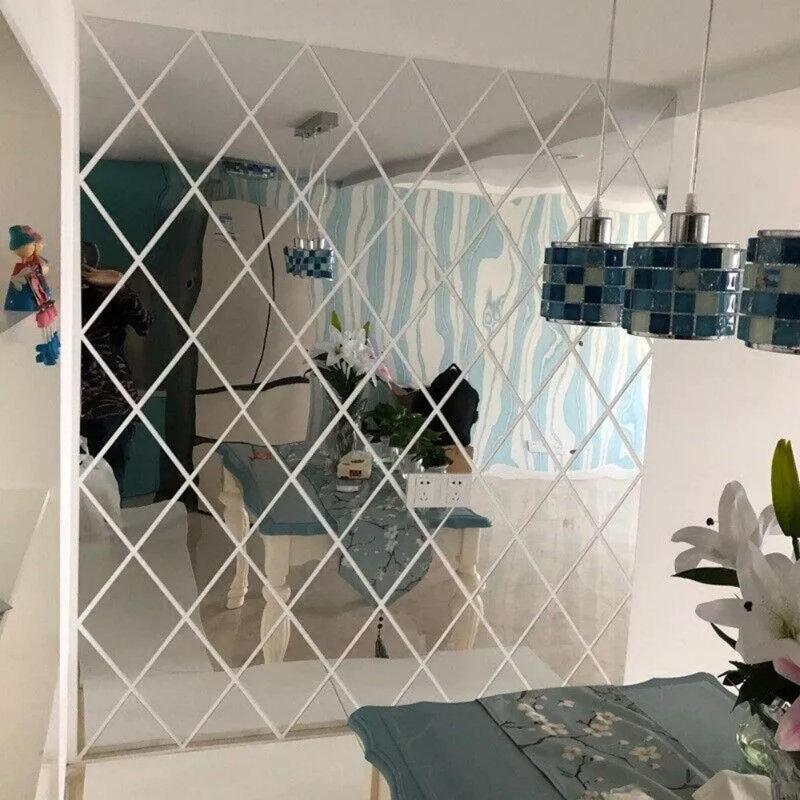 Miroir 3D, art mural, diamants, acrylique, décalque mural, décoration de la maison, bricolage