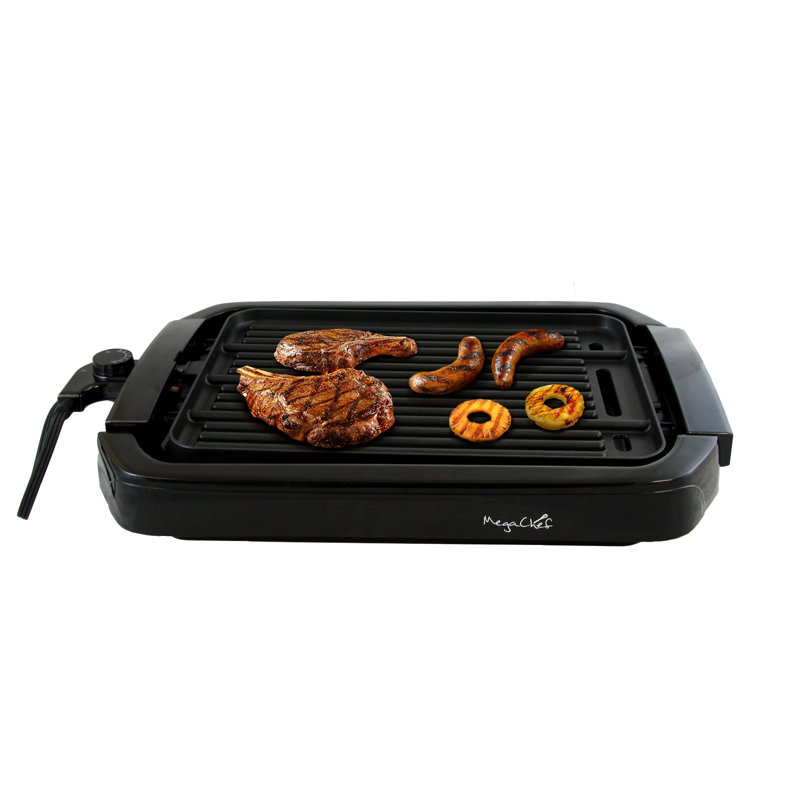 MegaChef Black Non-Stick Reversible Indoor Grill and Griddle