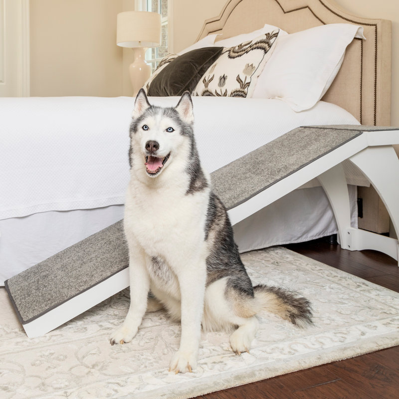 Cherry Wood Pet Ramp with Non-Slip Carpet