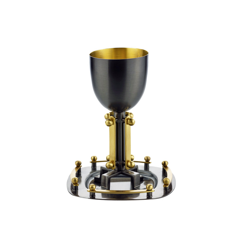 Suspension 6.5" Kiddush Cup, Gold/Black