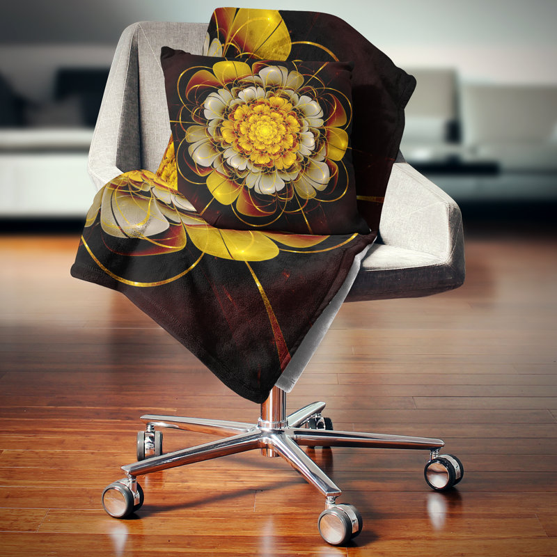 Coussin imprimé floral foncé à motif floral foncé, 16 po x 16 po, Coussin décoratif