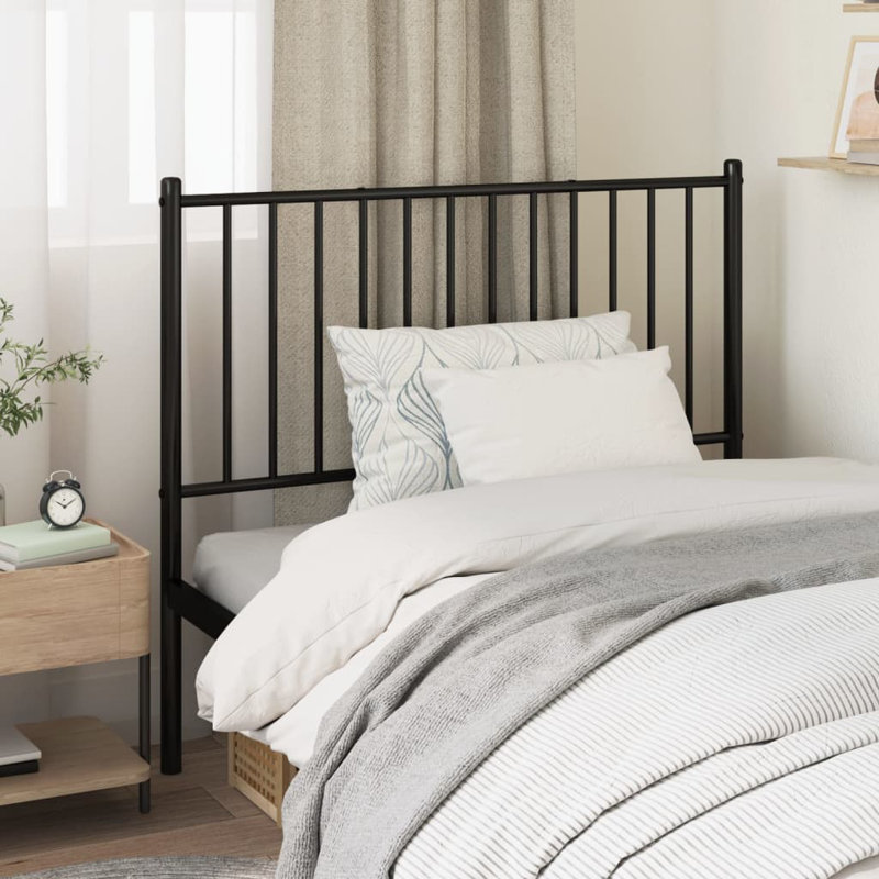 Demarrio vidaXL Durable Metal Headboard, Modern Style, Black, California King