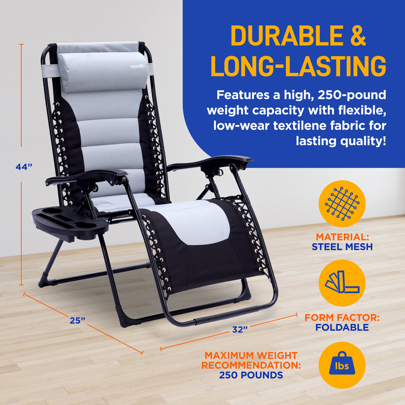 Kaylauni Folding Recliner Chair, Gray/Black