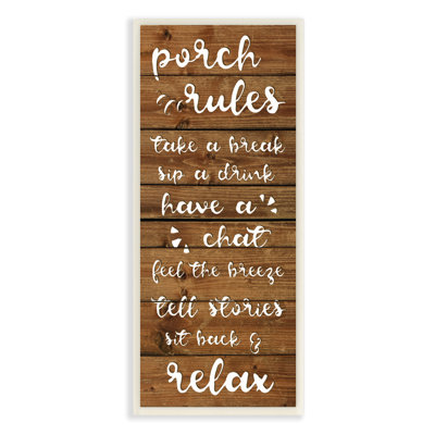 " Porch Rules Rustic Neutrals Sit Back And Relax " by Daphne Polselli