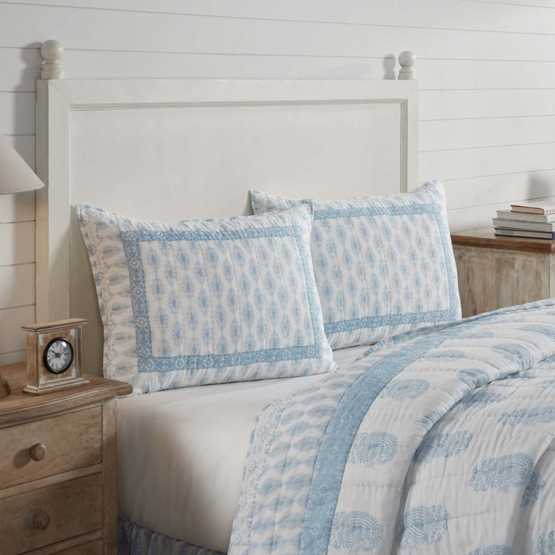 Sea Glass Green and White Cotton Standard Sham
