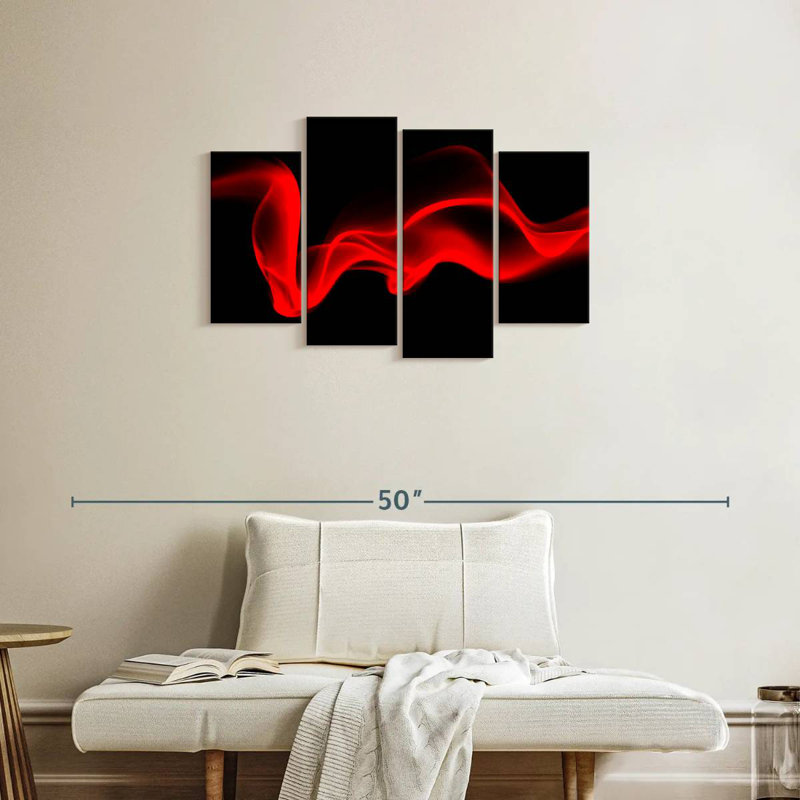 Abstrait numérique rouge Avery Wispy, H 22 po x l 36 po