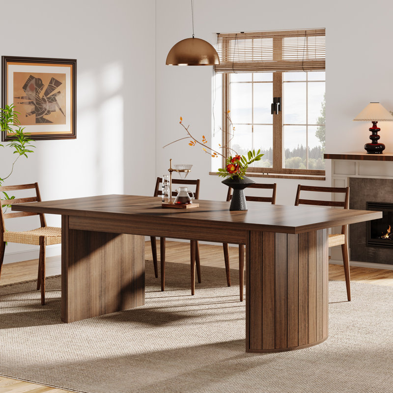 78.74" Walnut Brown Reclaimed Wood Farmhouse Dining Table