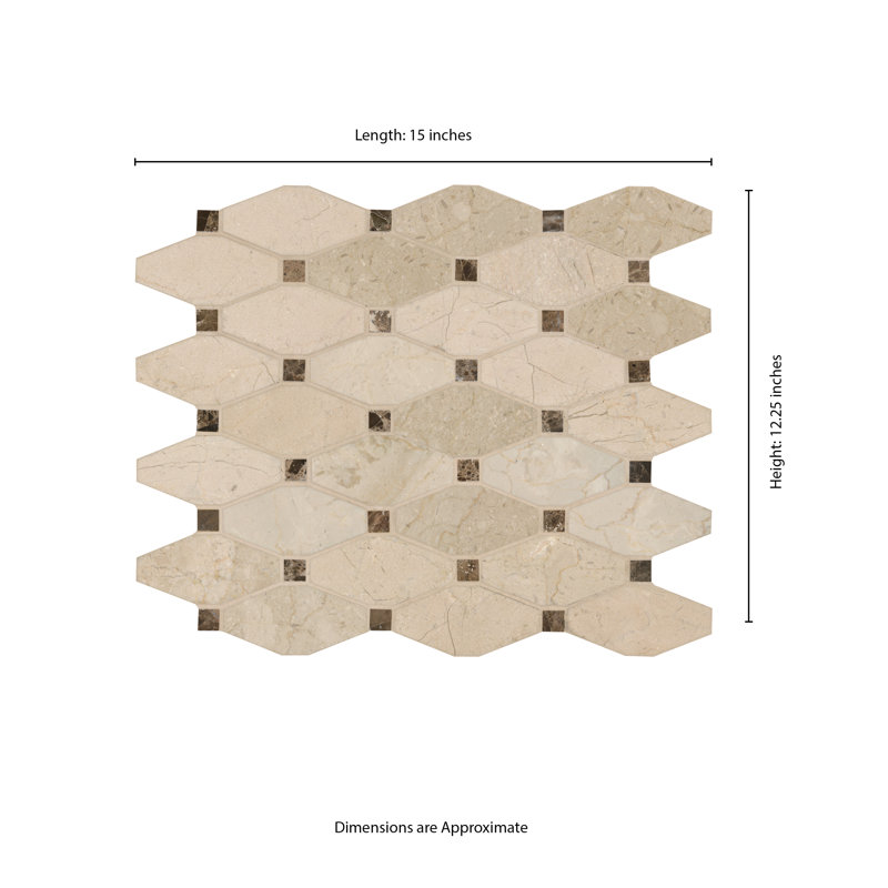 Crema Marfil Octagon 12 in. x 13 in. Polished Marble Mosaic Floor and Wall Tile