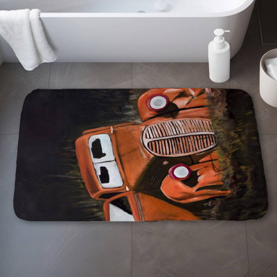 Humpy old car by night Bath Mat with Non-Slip Backing - Quick Dry Memory Foam Bathroom Rug - Absorbent - Modern Plush Spa-Style - Machine Washable