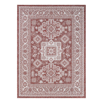 Tapis intérieur / extérieur rouge rouille en polypropylène tissé à la machine Archange
