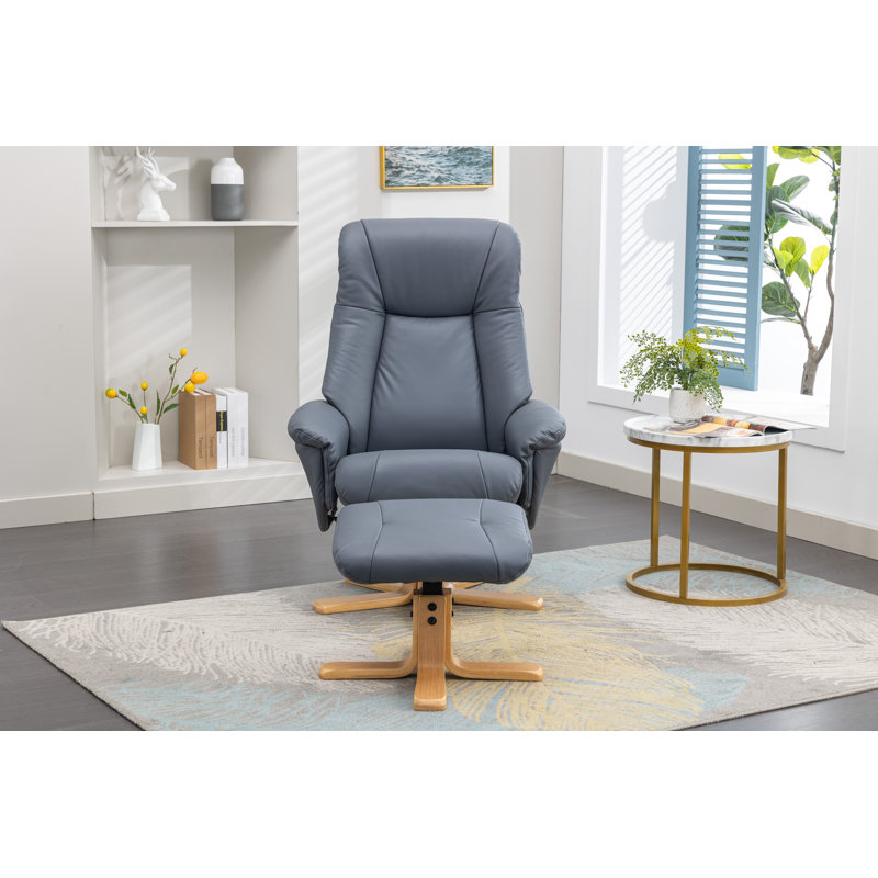 Asawer 76cm Wide Swivel Standard Recliner, Petrol Blue