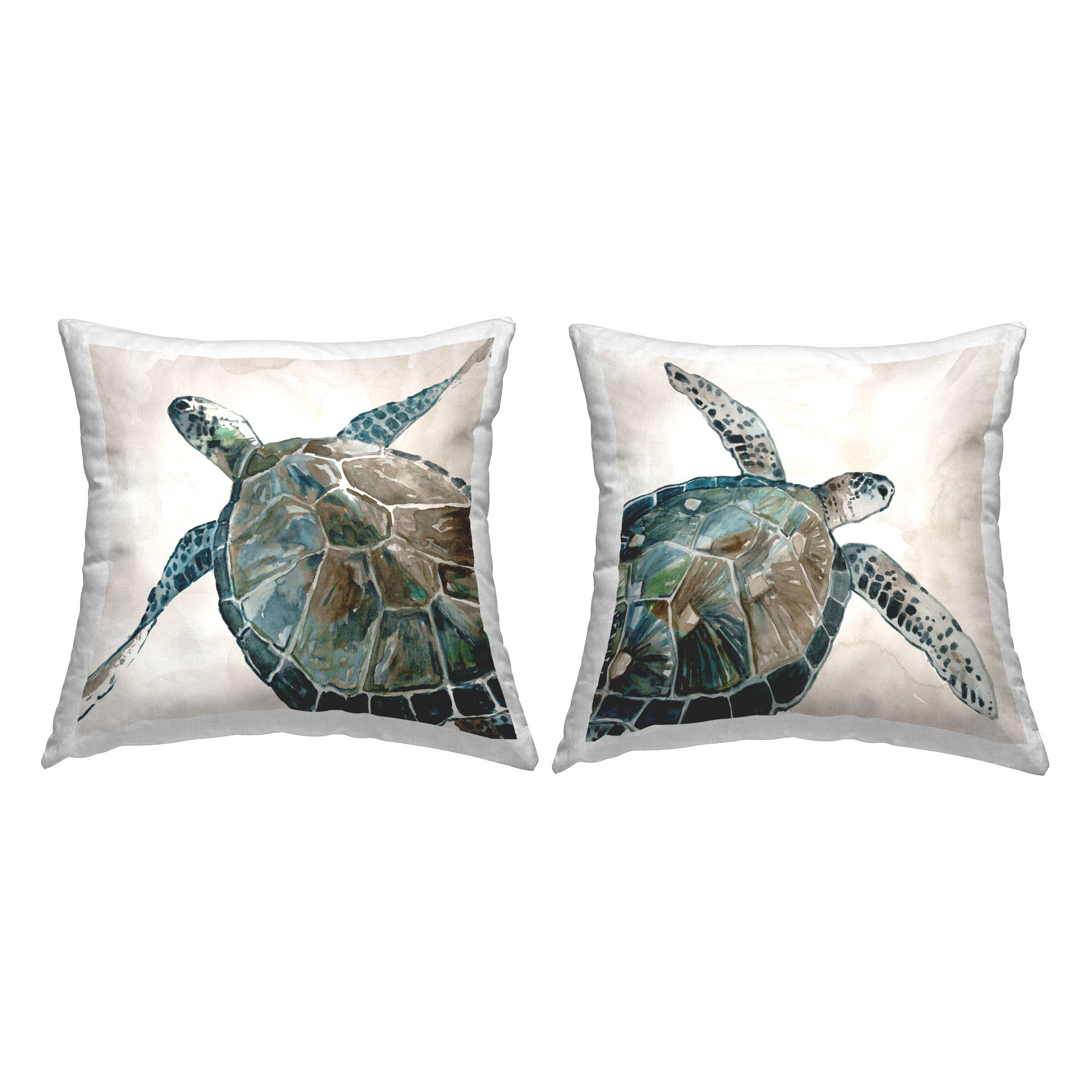 Stupell Industries Neutral Turtles on Beige 2 PC Decorative Printed ...