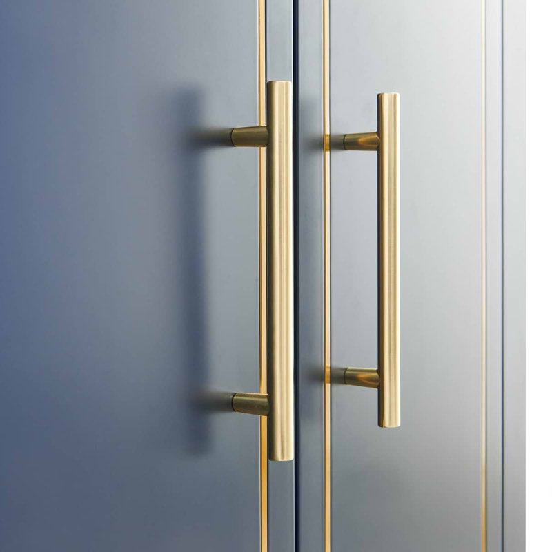 Province 24" Freestanding Standard Single Bathroom Vanity with Top, Navy/Gold, Gold Zinc Alloy