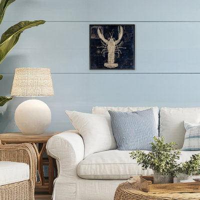 Lobster Contour over Map Framed Giclee, design by Sasha