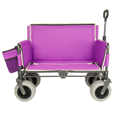 Chariot pliant 3-en-1 avec siège de banc - Protection brevetée, capacité de 500 lb, pneus de plage de 9 po x 4 po pour le camping et la plage