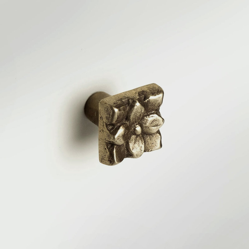 Lotus Bronze Square Knob, Traditional Bronze
