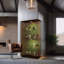 Armoire de rangement en verre à deux portes avec 4 tablettes