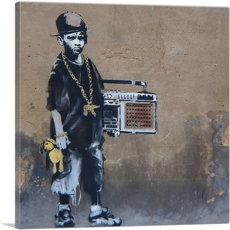 «Bboy» par Banksy, impression sur toile tendue, H 18 po x l 18 po x P 1,5 po