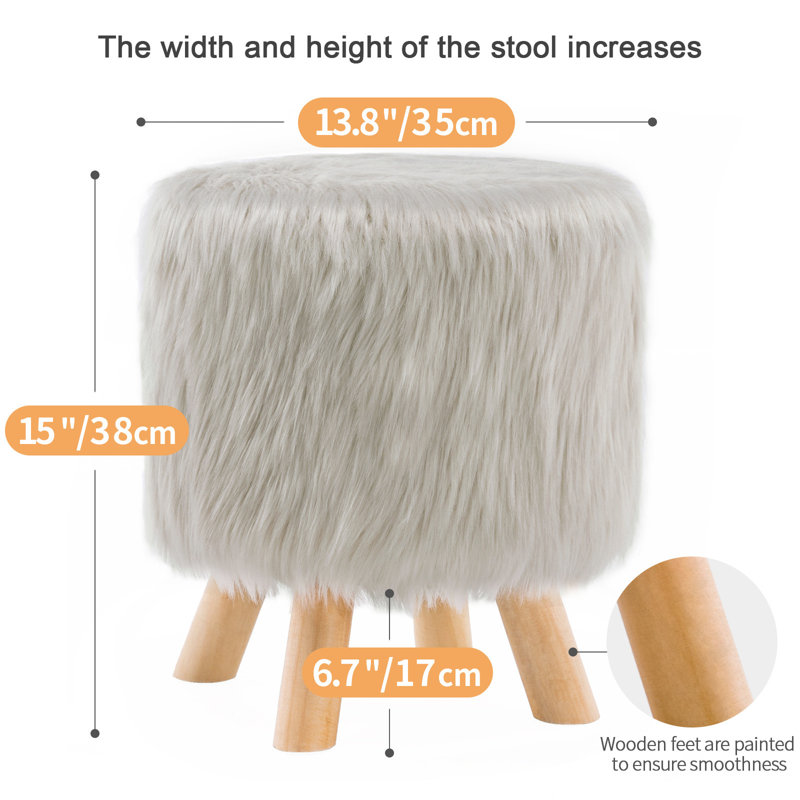 Tabouret de repose-pieds en fourrure artificielle Adelfina