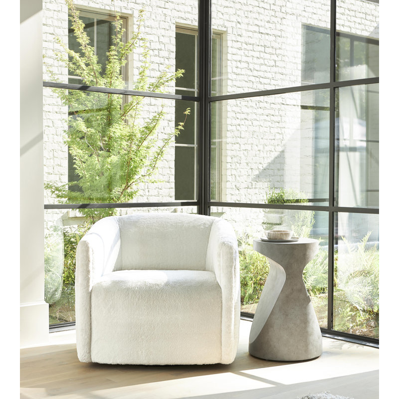 Aline Upholstered Swivel Barrel Chair, Cream Polyester 5571-002