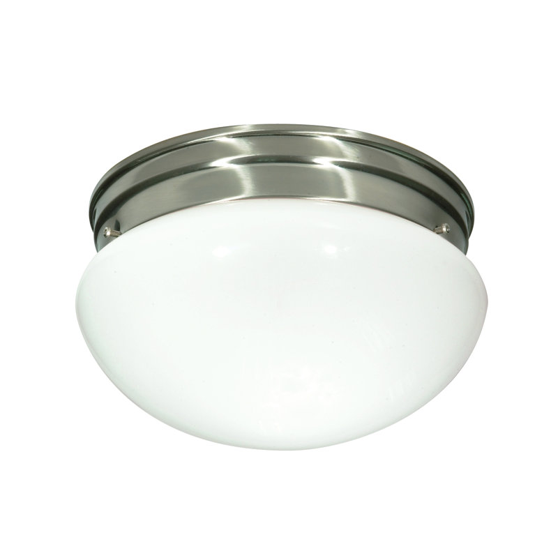 Daughtrey Glass Flush Mount, White, Brushed Nickel