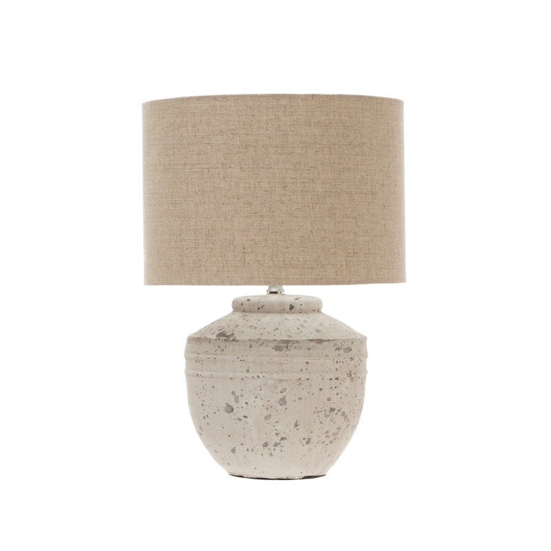 Cement Table Lamp with Linen Shade Distressed