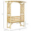 Banc de patio en bois naturel - 3 sièges avec pergola et 2 treillis. Décorez la cour arrière. Capacité de charge de 528 lb. Pour lierre grimpant pour l'extérieur 3 plantes de vignes idéales. Espace décoratif. Capacité
