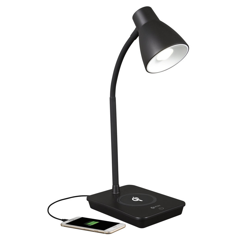 Black Adjustable LED Desk Lamp with Wireless Charging Base