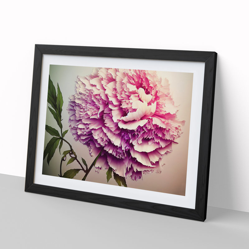 Joyous Peony Flower - Framed Print, Black, 34cm H x 46cm W x 2cm D