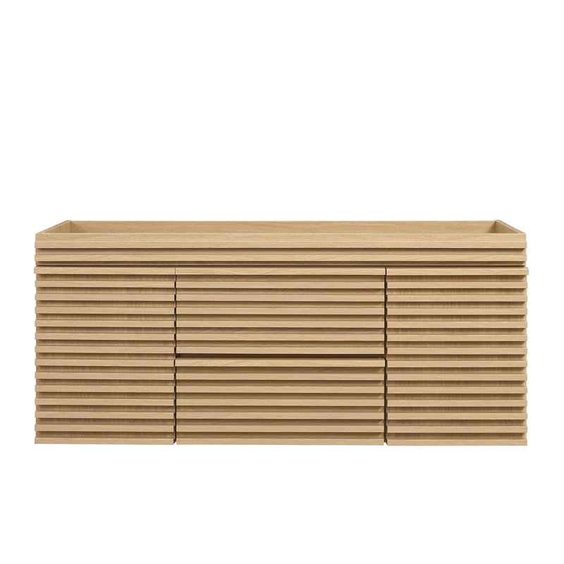 Base de meuble-lavabo mural simple 48 po Render, Chêne