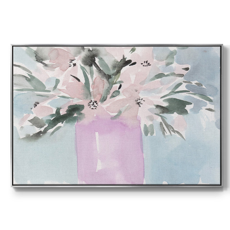 Fleurs brisées II - impression, Toile argentée avec cadre flottant, H 17 po x l 25 po x P 2 po, Non