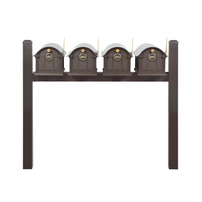 Balmoral Quad Mount Mailbox /w/ Pyramid Caps & Personalized Door Medallion (4 Mailboxes, Quad Mount Post, 4 Medallions)