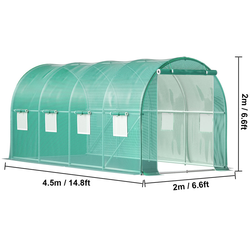 Hobby Greenhouse, Green, 201.2cm H x 201.2cm W x 451.1cm D