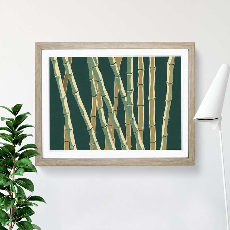 Exotic Bamboo Forest 1 Piece Single Picture Frame Wall Art, 46cm H x 64cm W x 2cm D, Oak