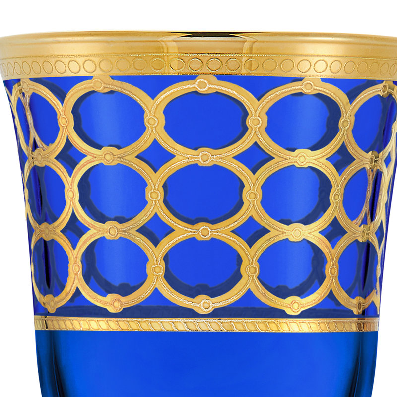 Verre à vin orné d'anneaux rouges Lorren Home Trends, ensemble de 4, Bleu