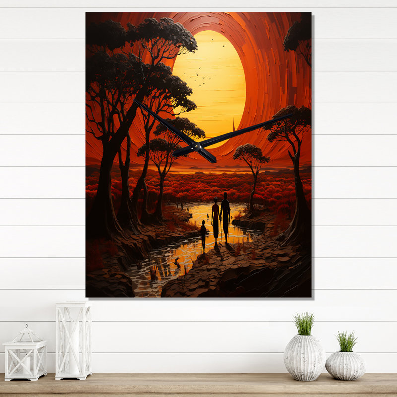 Jasmire - Horloges murales tribales d'Afrique, H 28 po x l 12 po x P 1 po