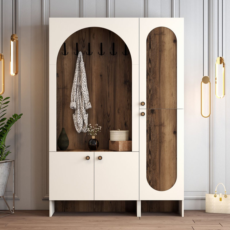 Almendarez Hall Stand, Cream/Walnut
